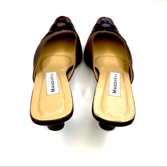 Mandarina Limited Edition Silk Kitten Heel Mules – Size 8 - Picture 6 of 9